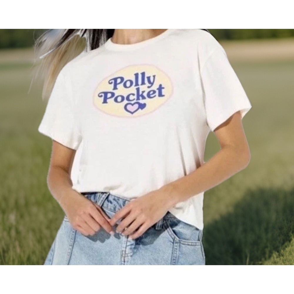 Grayson Threads Polly Pocket Graphic T-Shirt White 90s Retro Logo Tee Womens L